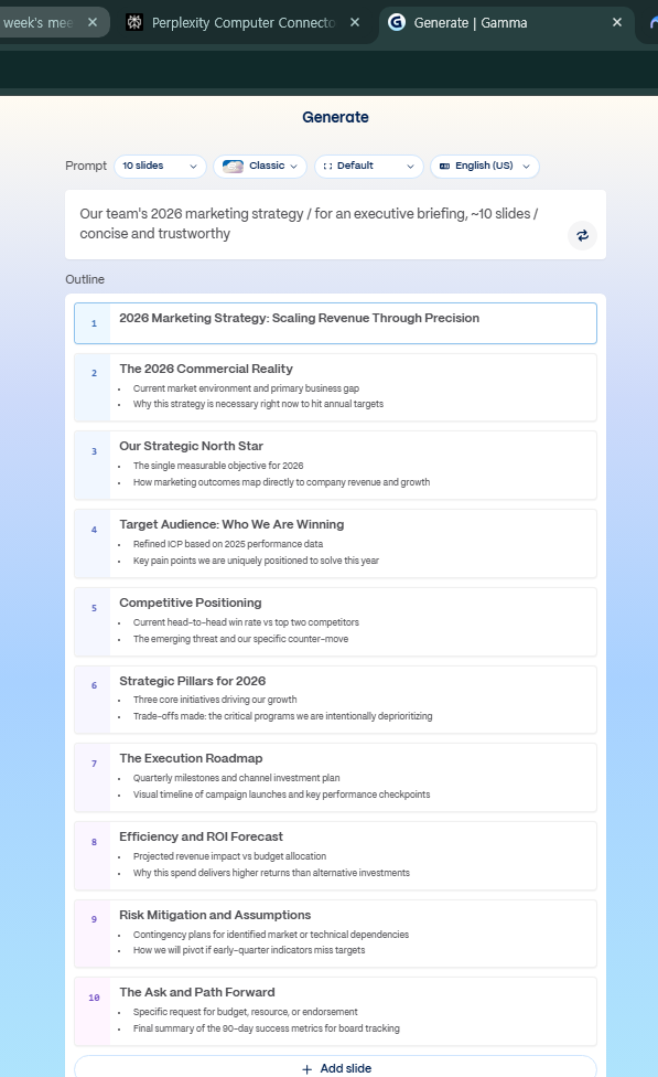 Generating a slide deck with Gamma